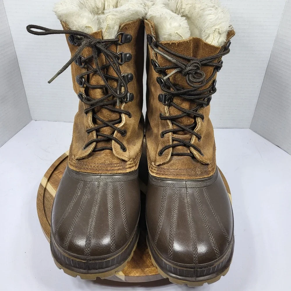 Vintage Sorel Kaufman Caribou Boots Mens 10 Made in Canada Leather Snow Winter